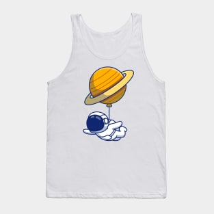 Cute Astronaut Floating With Planet Tank Top